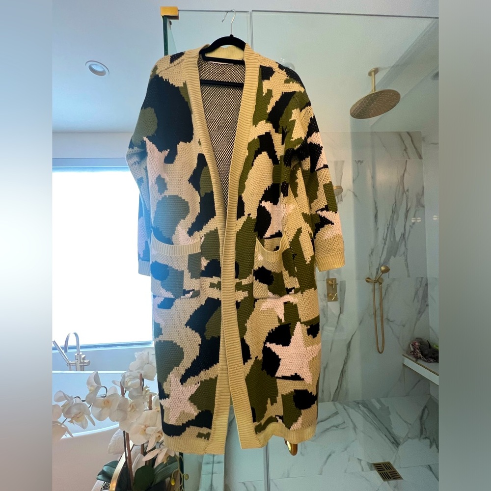 By Egreis Small long open-front green cardigan
